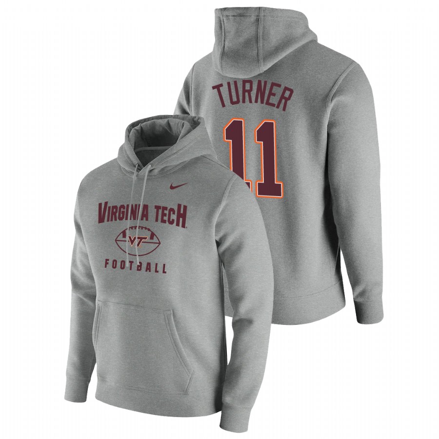 men's virginia tech hokies tre turner football pullover gray oopty oop hoodie