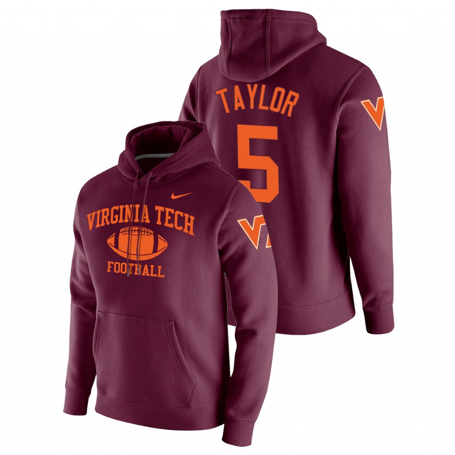 men's virginia tech hokies tyrod taylor pullover maroon retro football hoodie