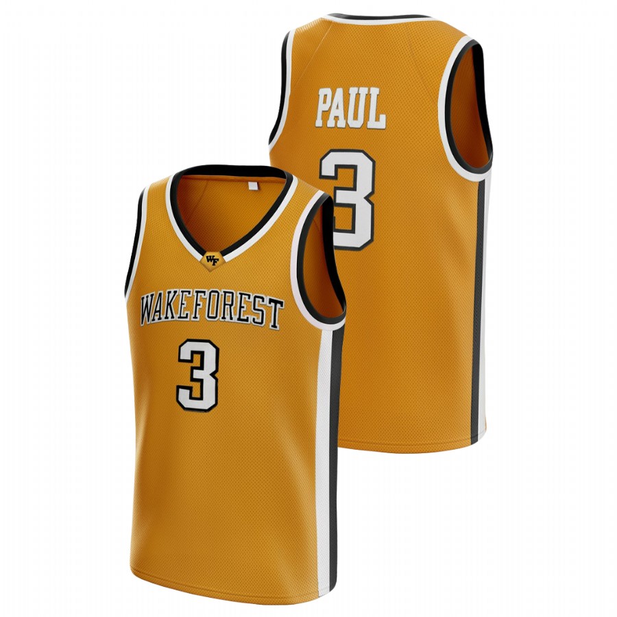 men's wake forest demon deacons chris paul college basketball gold jersey