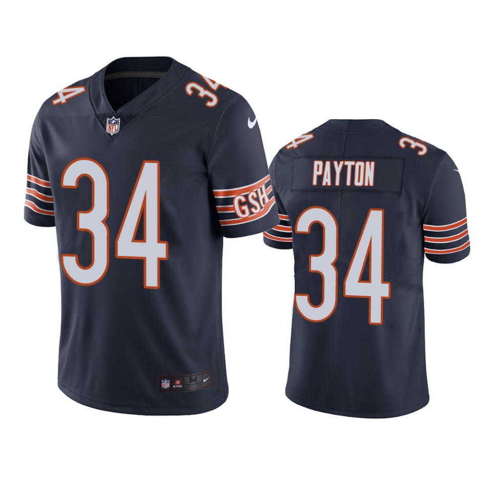 men's walter payton bears navy vapor jersey