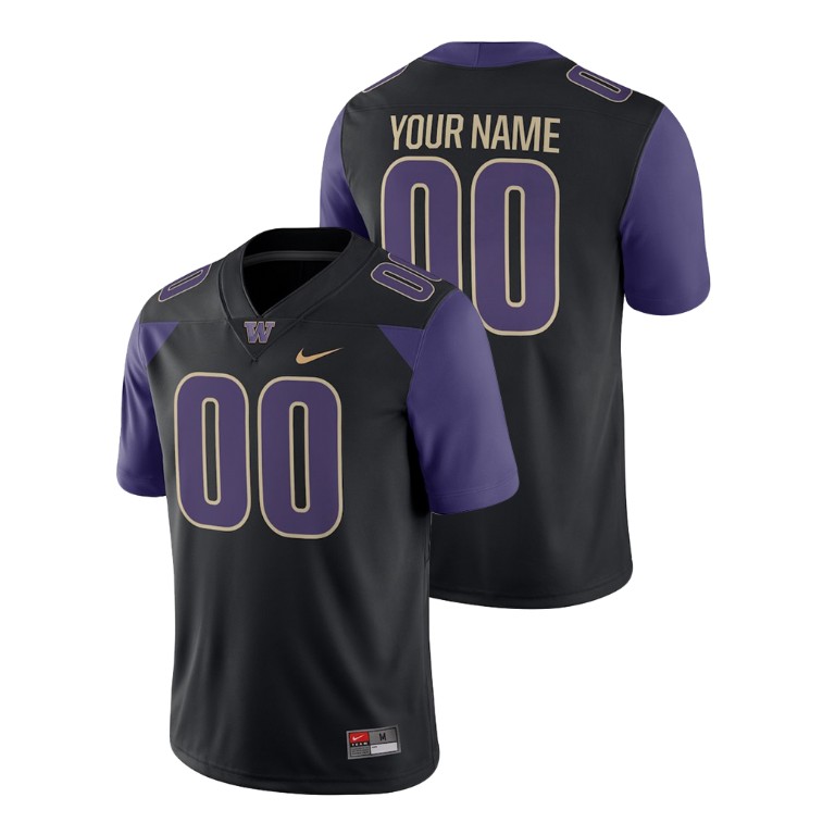 men's washington huskies 00 custom black college football 2018 game jersey