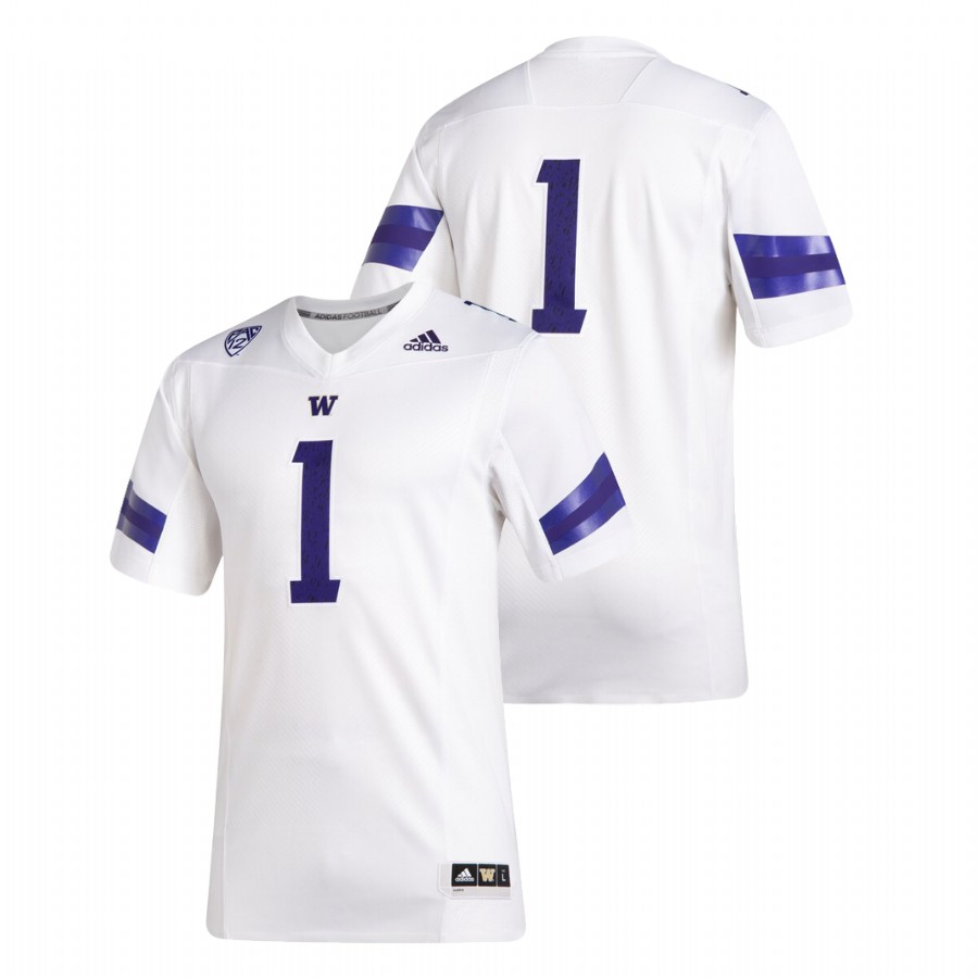 men's washington huskies 1 white premier college football jersey