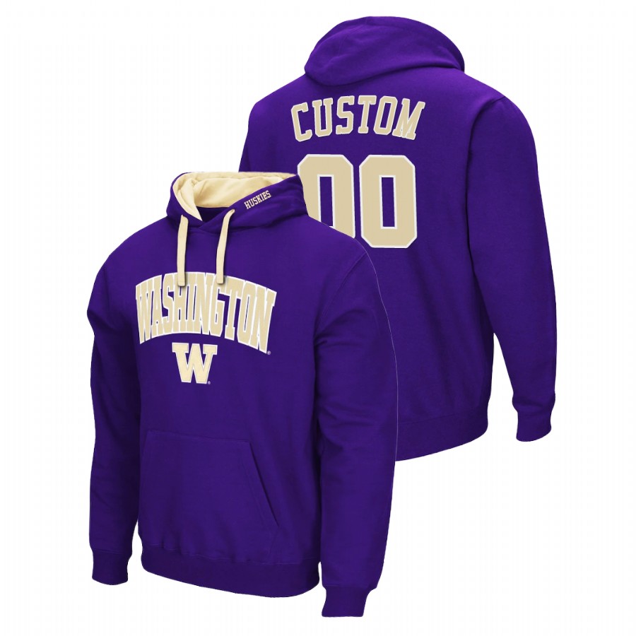 men's washington huskies custom pullover purple arch & logo 2.0 hoodie 0a