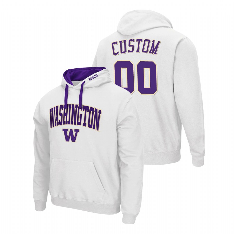 men's washington huskies custom pullover white arch & logo 2.0 hoodie