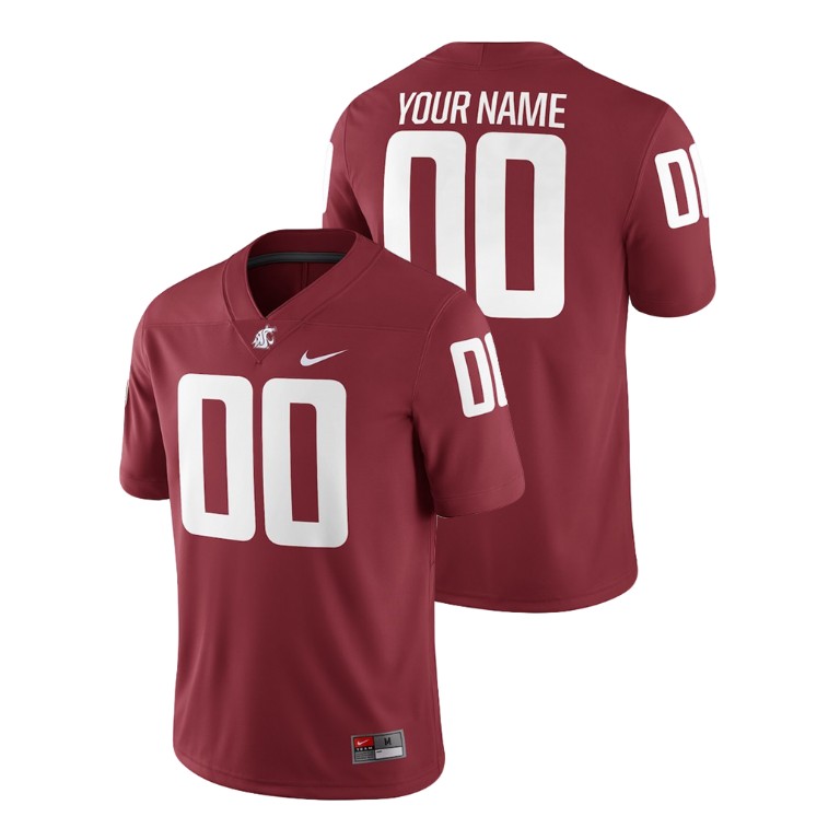 men's washington state cougars 00 custom crimson college football 2018 game jersey