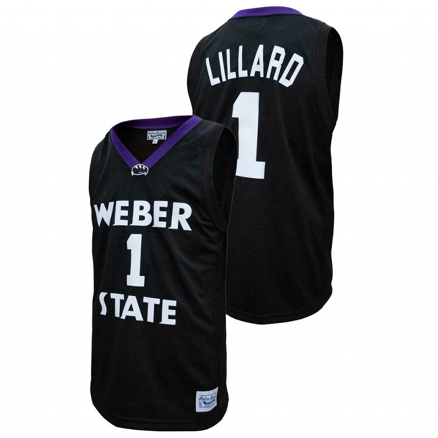 men's weber state wildcats damian lillard college basketball black jersey