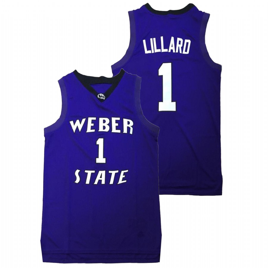 men's weber state wildcats damian lillard college basketball purple jersey