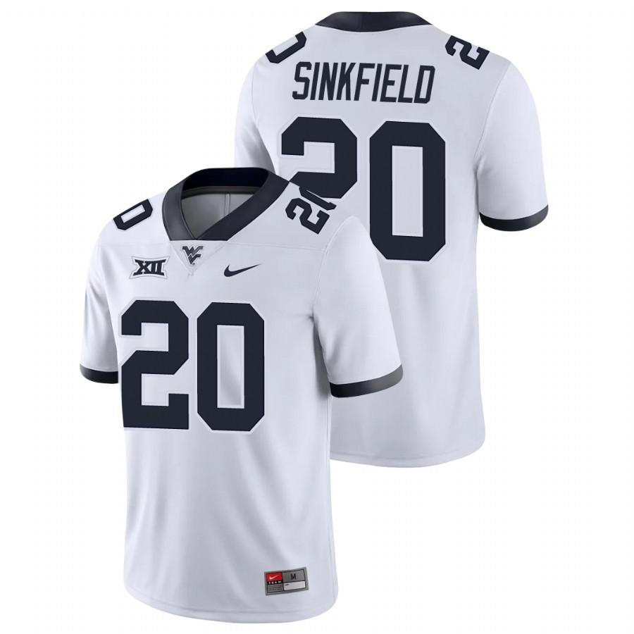 men's west virginia mountaineers alec sinkfield white game college football jersey