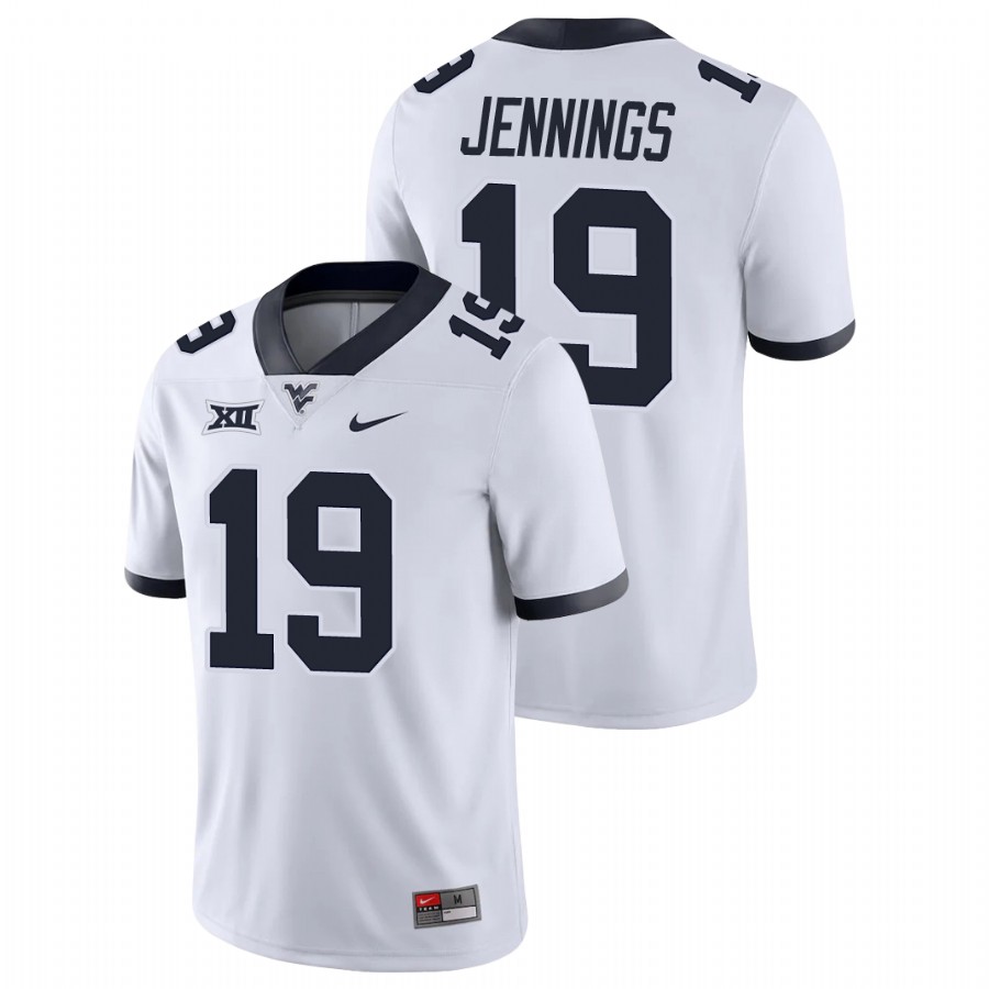 men's west virginia mountaineers ali jennings white game college football jersey