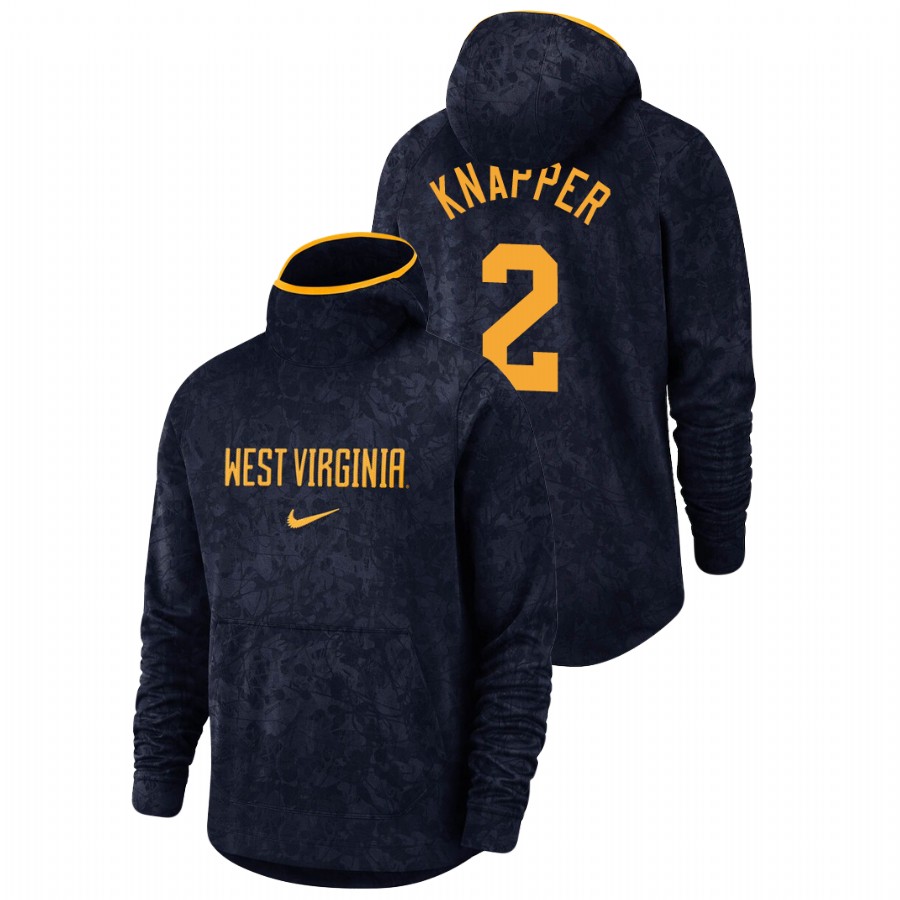 men's west virginia mountaineers brandon knapper team logo pullover navy basketball spotlight hoodie