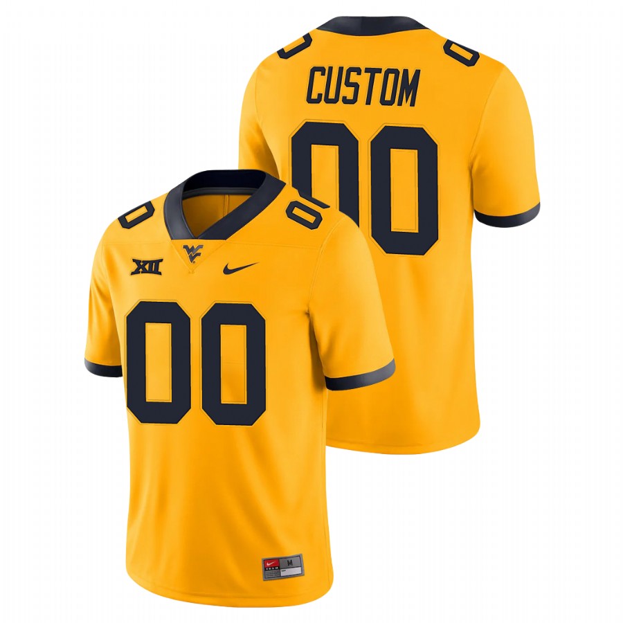 men's west virginia mountaineers custom gold throwback alternate game jersey