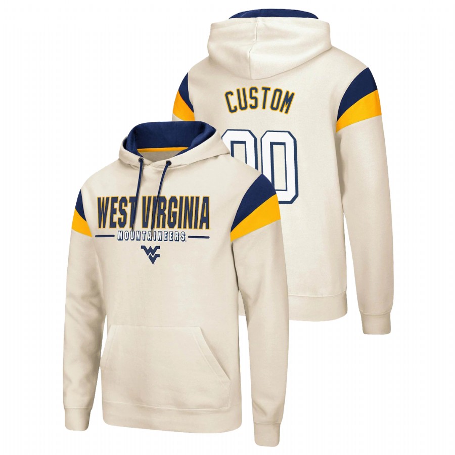 men's west virginia mountaineers custom pullover cream fortress hoodie