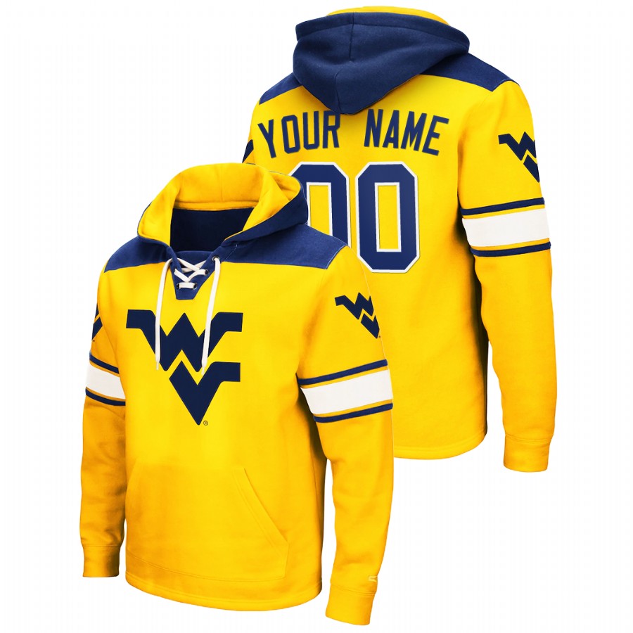 men's west virginia mountaineers custom pullover gold 2.0 lace up hoodie