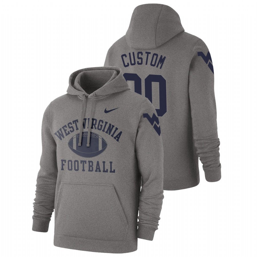 men's west virginia mountaineers custom pullover heathered gray retro football hoodie