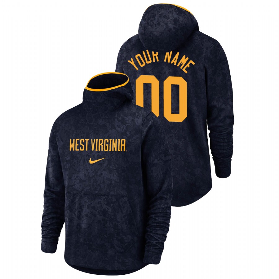 men's west virginia mountaineers custom team logo pullover navy basketball spotlight hoodie