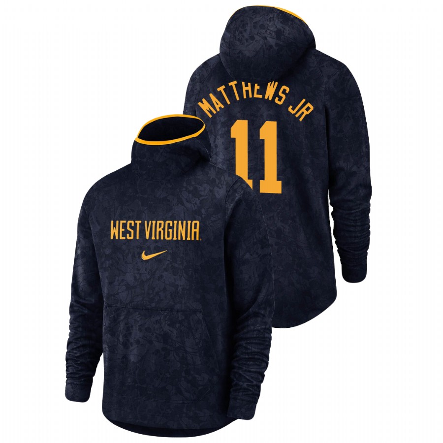 men's west virginia mountaineers emmitt matthews jr. team logo pullover navy basketball spotlight hoodie