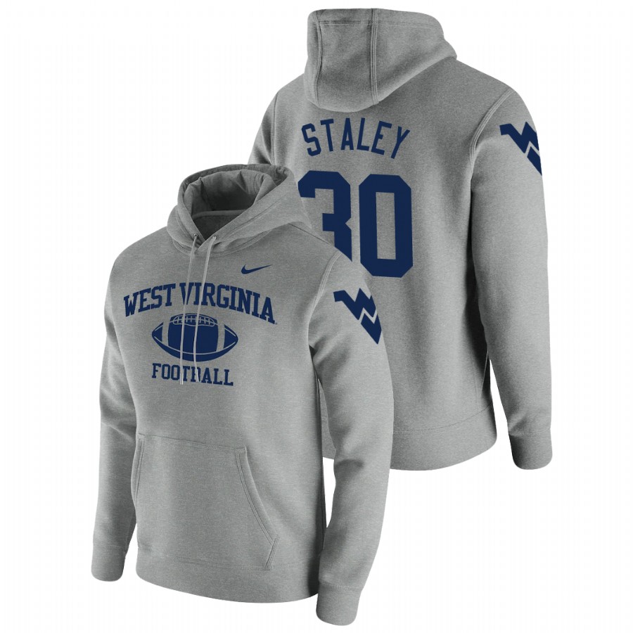 men's west virginia mountaineers evan staley pullover gray retro football hoodie