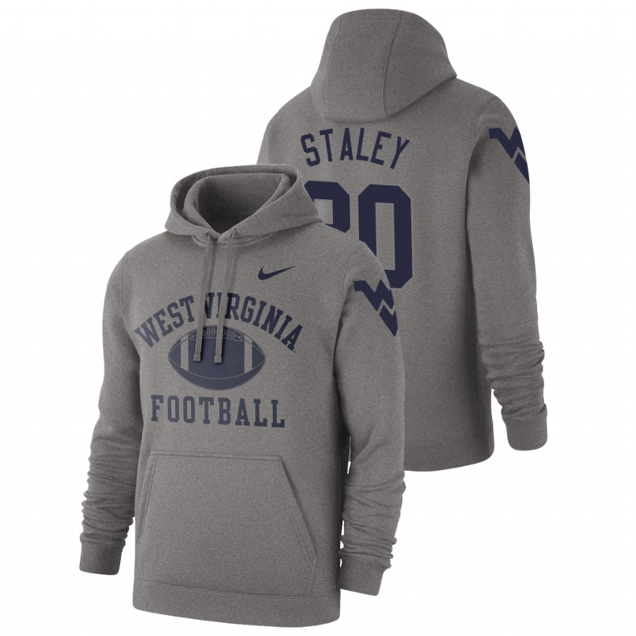 men's west virginia mountaineers evan staley pullover heathered gray retro football hoodie