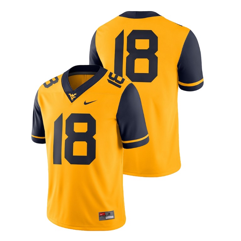 men's west virginia mountaineers gold college football 2018 game jersey