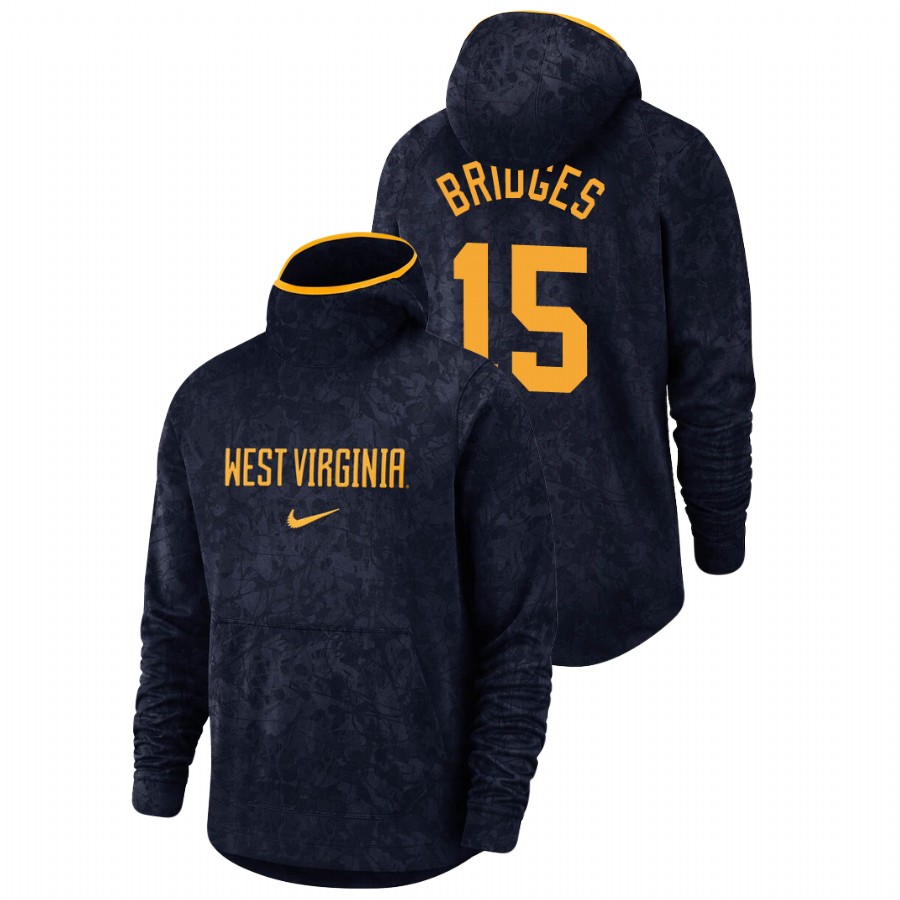 men's west virginia mountaineers jalen bridges team logo pullover navy basketball spotlight hoodie