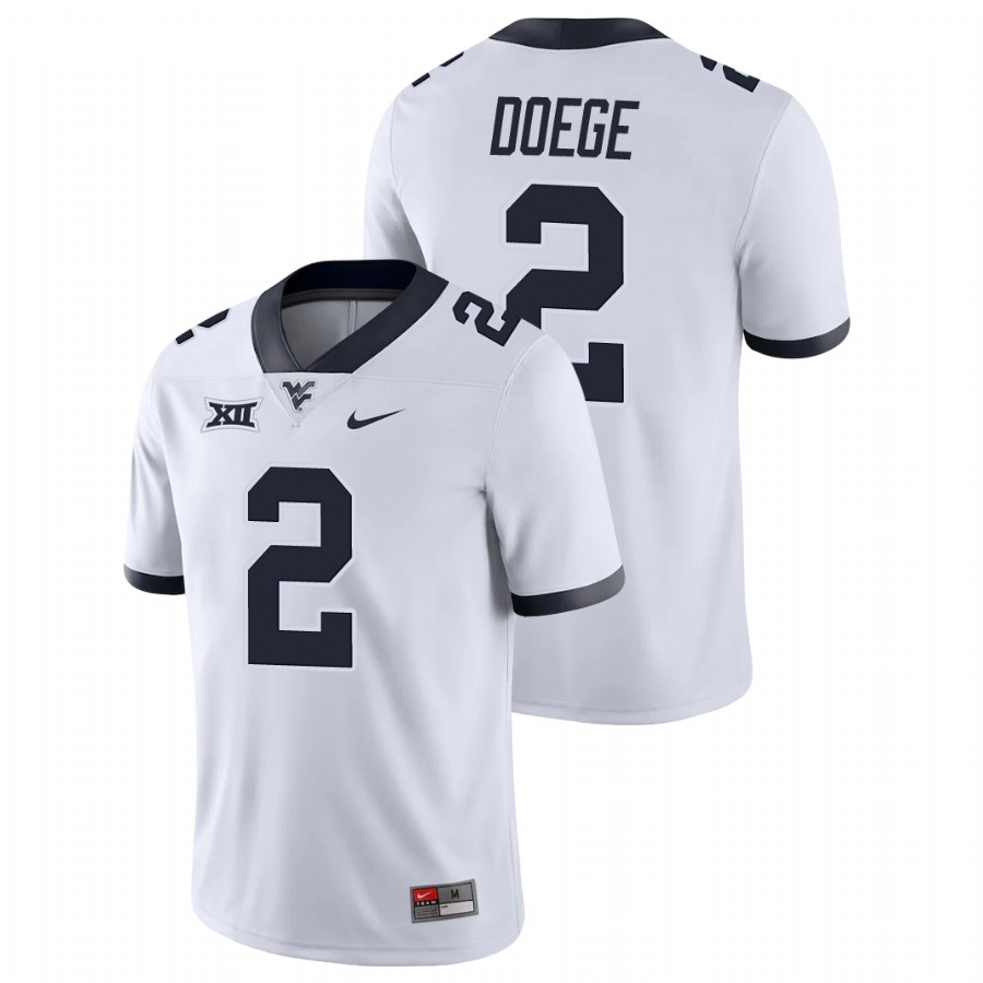 men's west virginia mountaineers jarret doege white game college football jersey