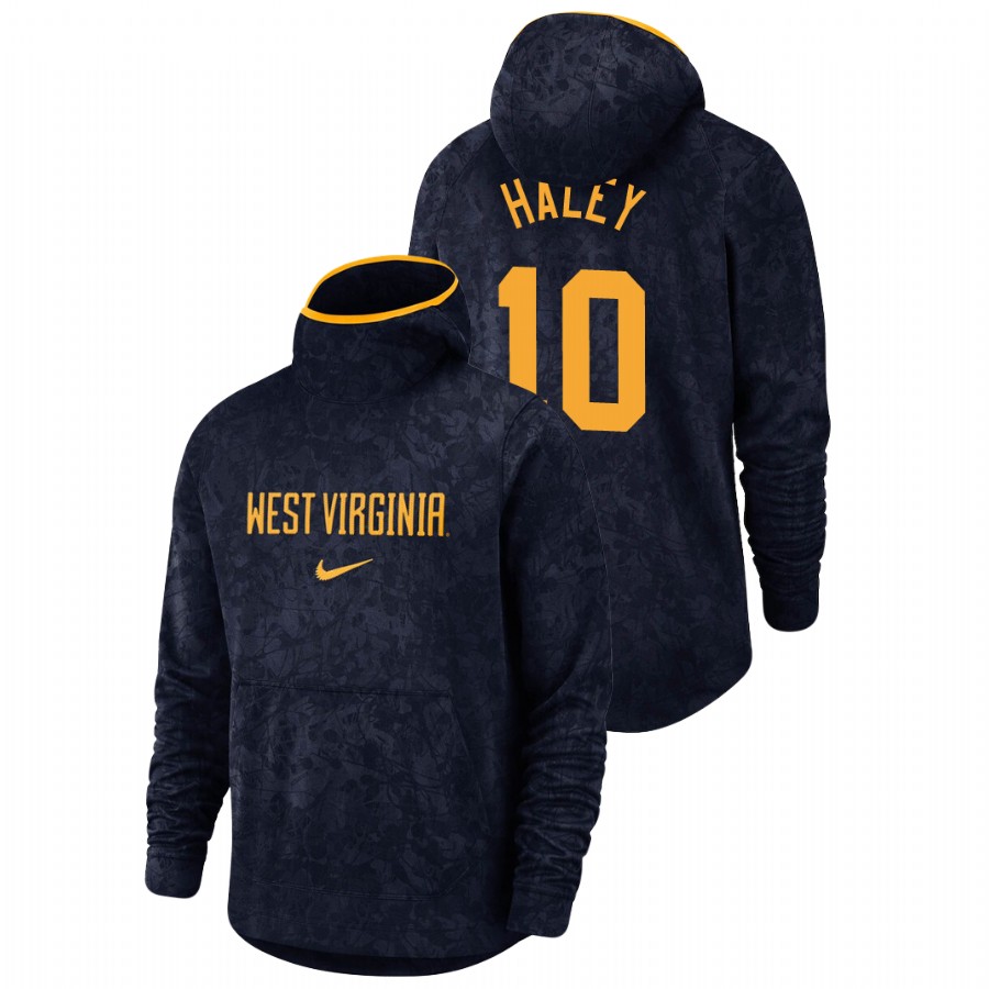 men's west virginia mountaineers jermaine haley team logo pullover navy basketball spotlight hoodie