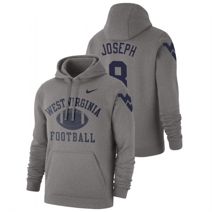men's west virginia mountaineers karl joseph pullover heathered gray retro football hoodie