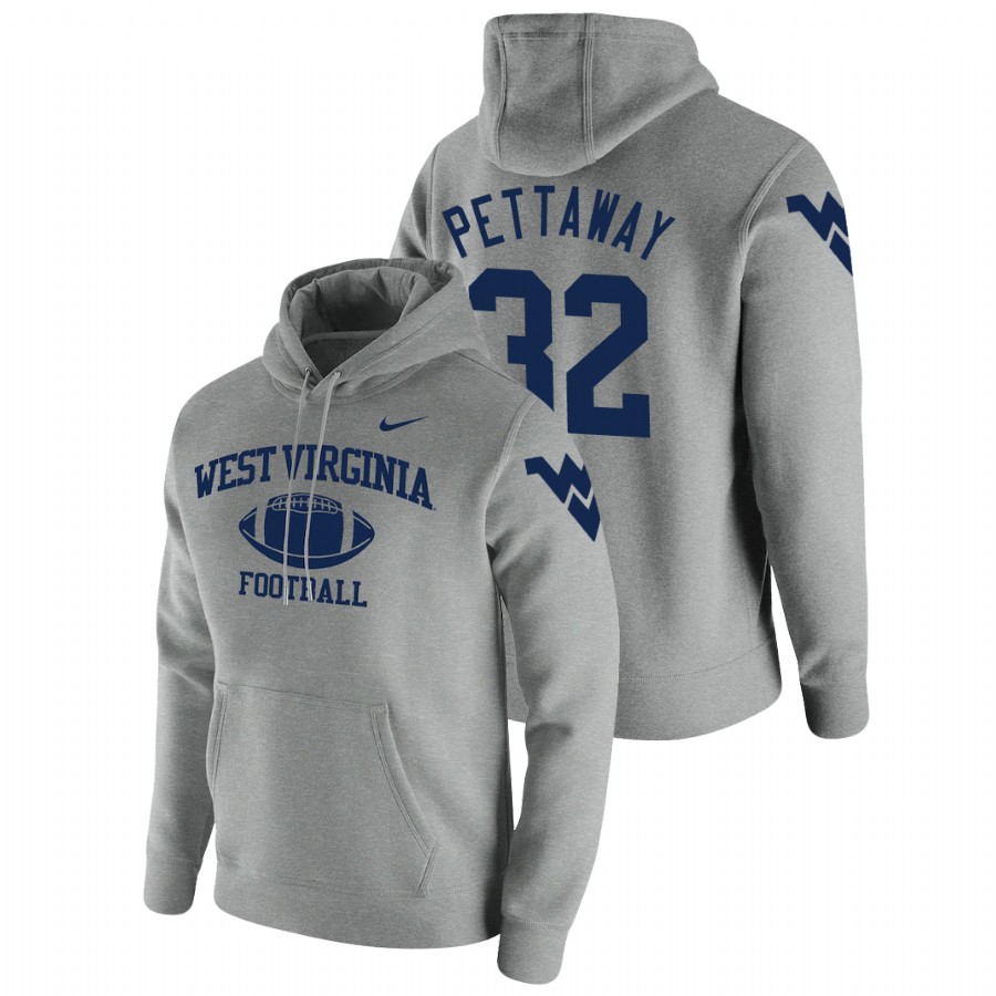 men's west virginia mountaineers martell pettaway pullover gray retro football hoodie