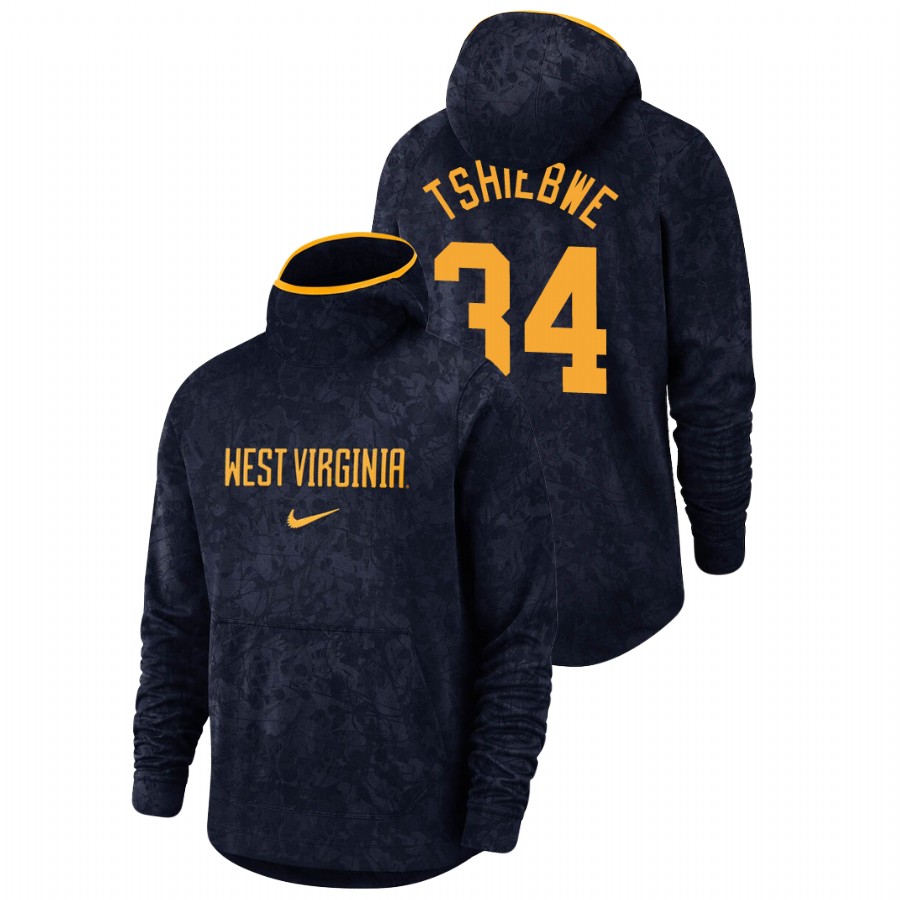 men's west virginia mountaineers oscar tshiebwe team logo pullover navy basketball spotlight hoodie