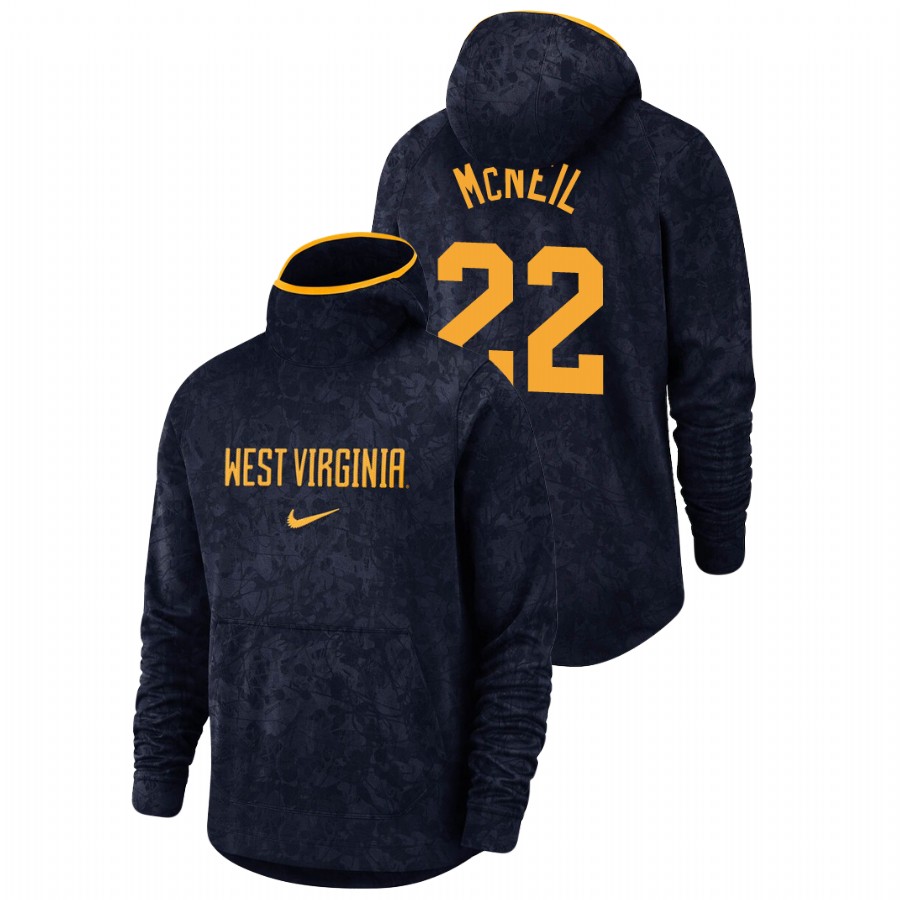men's west virginia mountaineers sean mcneil team logo pullover navy basketball spotlight hoodie