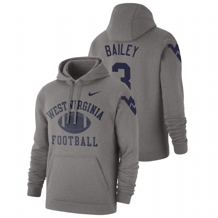 men's west virginia mountaineers stedman bailey pullover heathered gray retro football hoodie