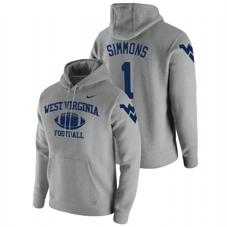 men's west virginia mountaineers t.j. simmons pullover gray retro football hoodie