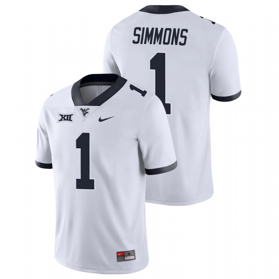 men's west virginia mountaineers t.j. simmons white game college football jersey