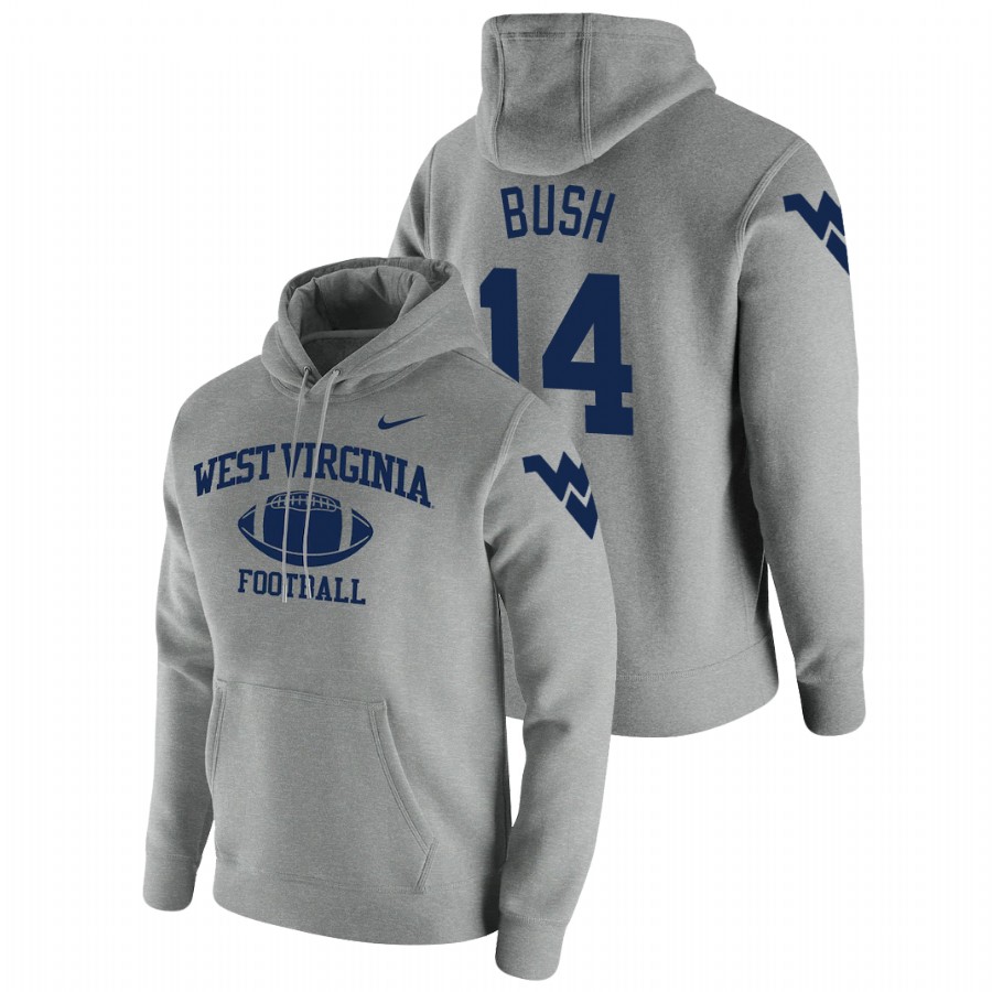 men's west virginia mountaineers tevin bush pullover gray retro football hoodie