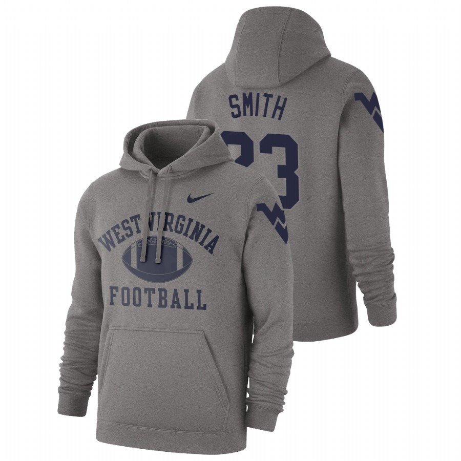 men's west virginia mountaineers tykee smith pullover heathered gray retro football hoodie