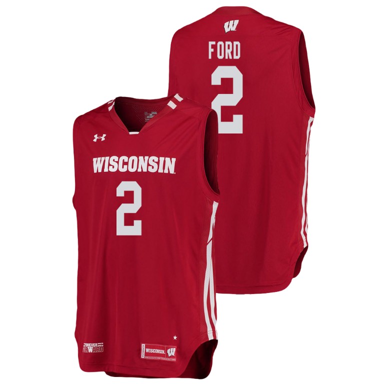 men's wisconsin badgers aleem ford red replica college basketball jersey