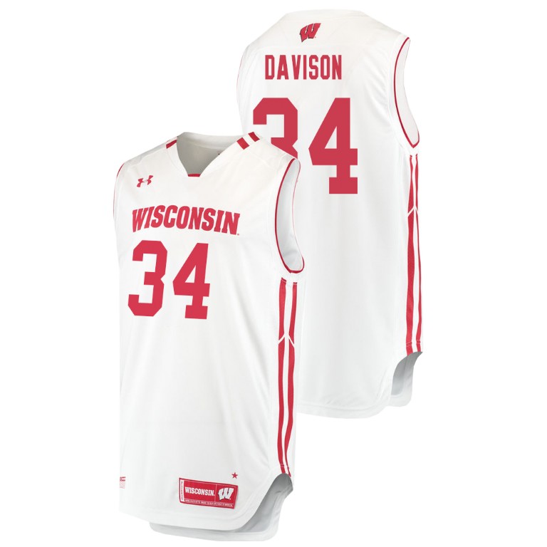 men's wisconsin badgers brad davison white replica college basketball jersey