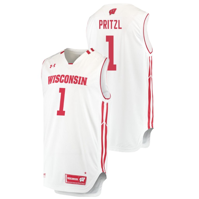 men's wisconsin badgers brevin pritzl white replica college basketball jersey