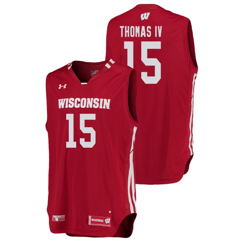 men's wisconsin badgers charles thomas iv red replica college basketball jersey