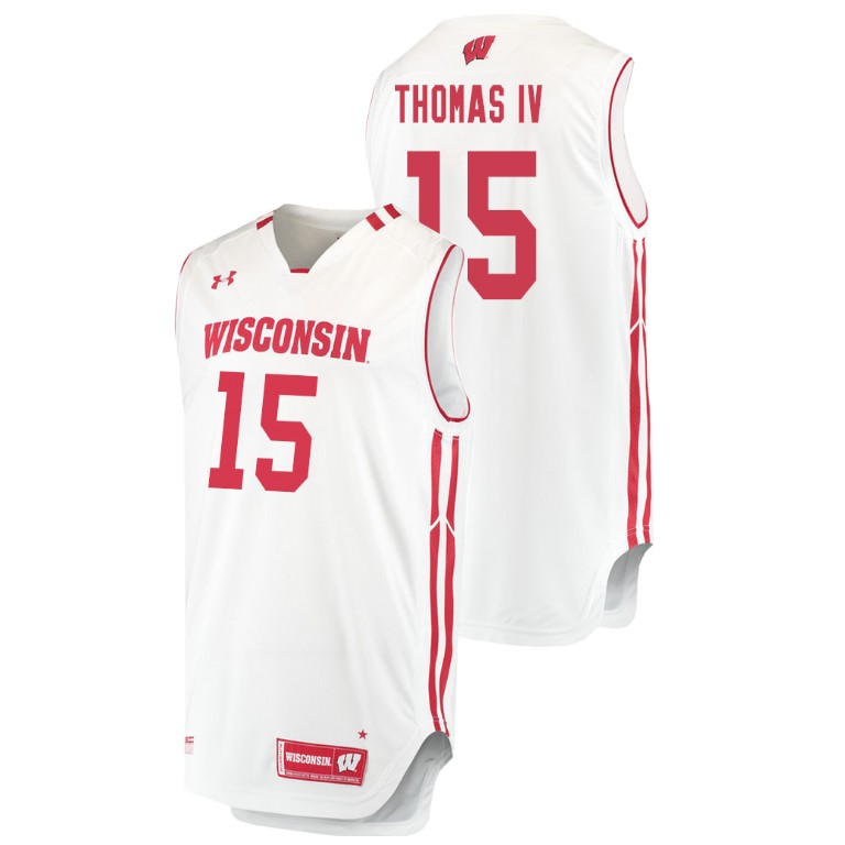 men's wisconsin badgers charles thomas iv white replica college basketball jersey
