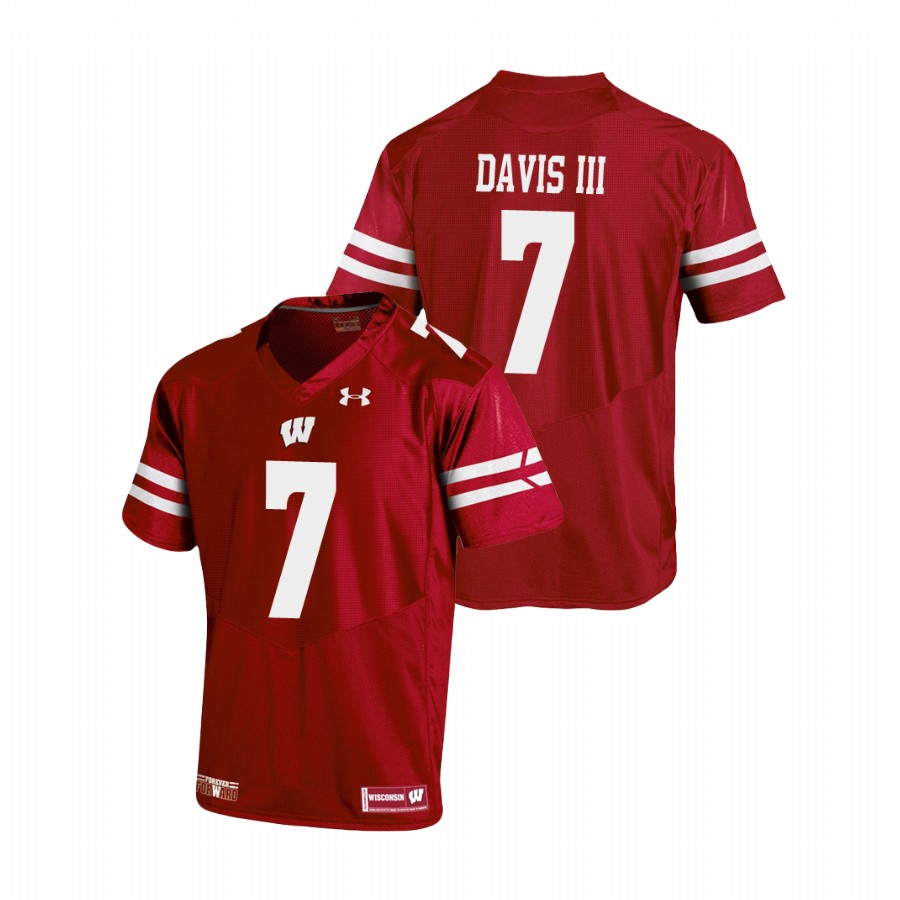 men's wisconsin badgers danny davis iii red replica football jersey
