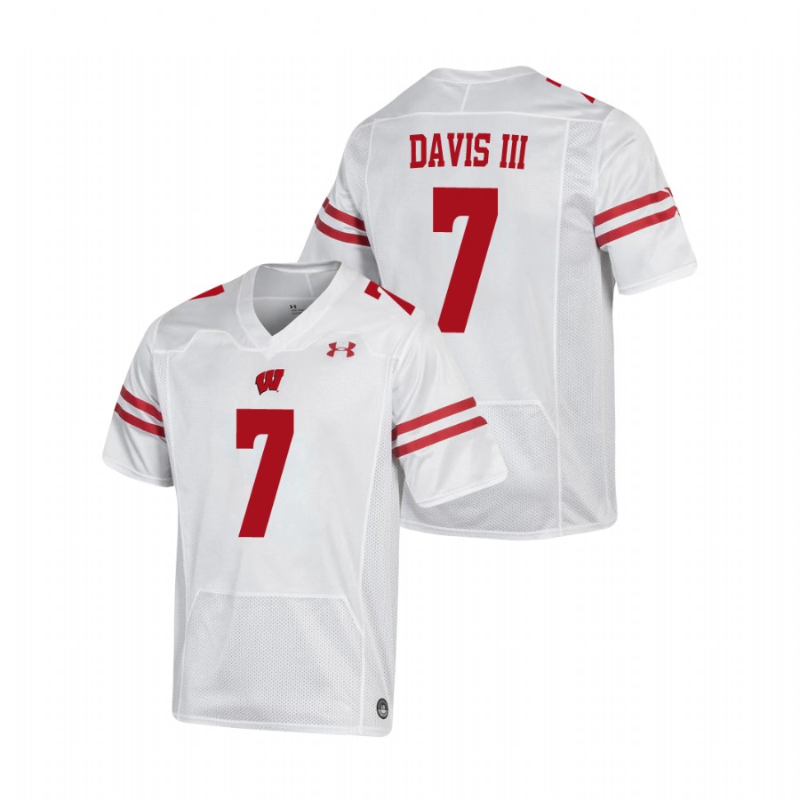 men's wisconsin badgers danny davis iii white replica football jersey
