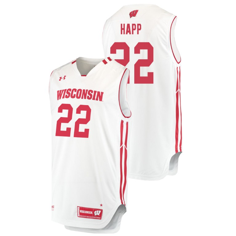 men's wisconsin badgers ethan happ white replica college basketball jersey