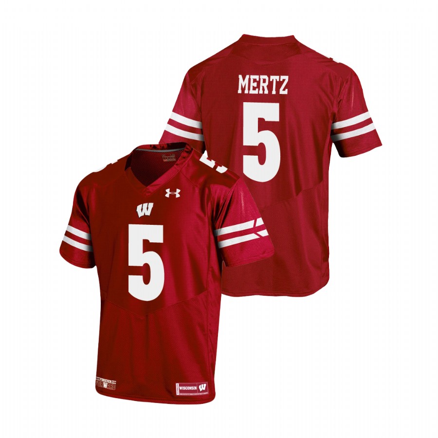 men's wisconsin badgers graham mertz red replica football jersey