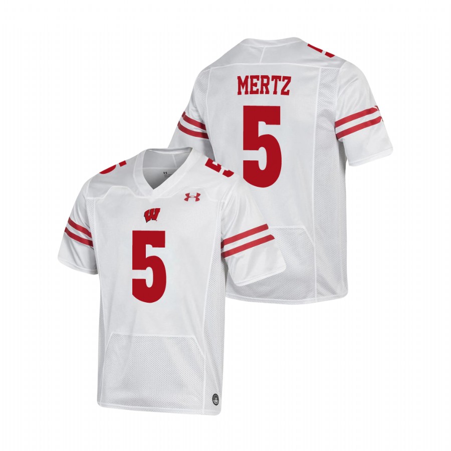 men's wisconsin badgers graham mertz white replica football jersey