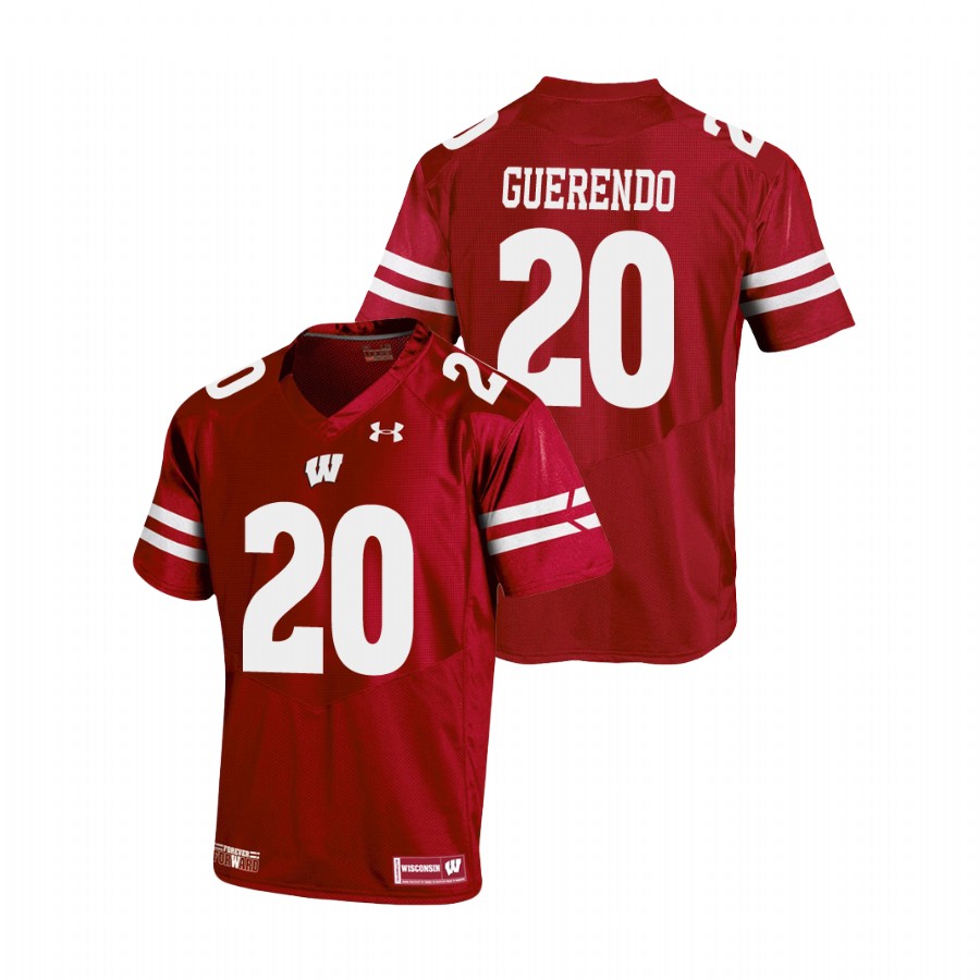 men's wisconsin badgers isaac guerendo red replica football jersey