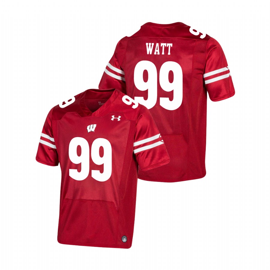 men's wisconsin badgers j.j. watt red premier football jersey