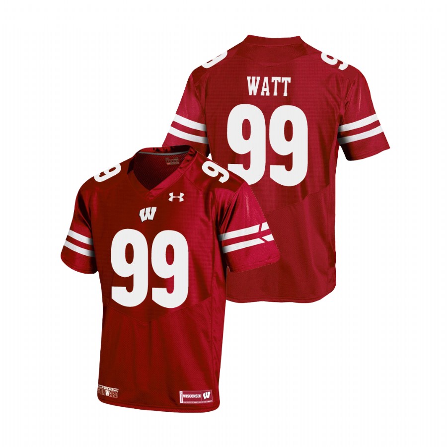 men's wisconsin badgers j.j. watt red replica football jersey