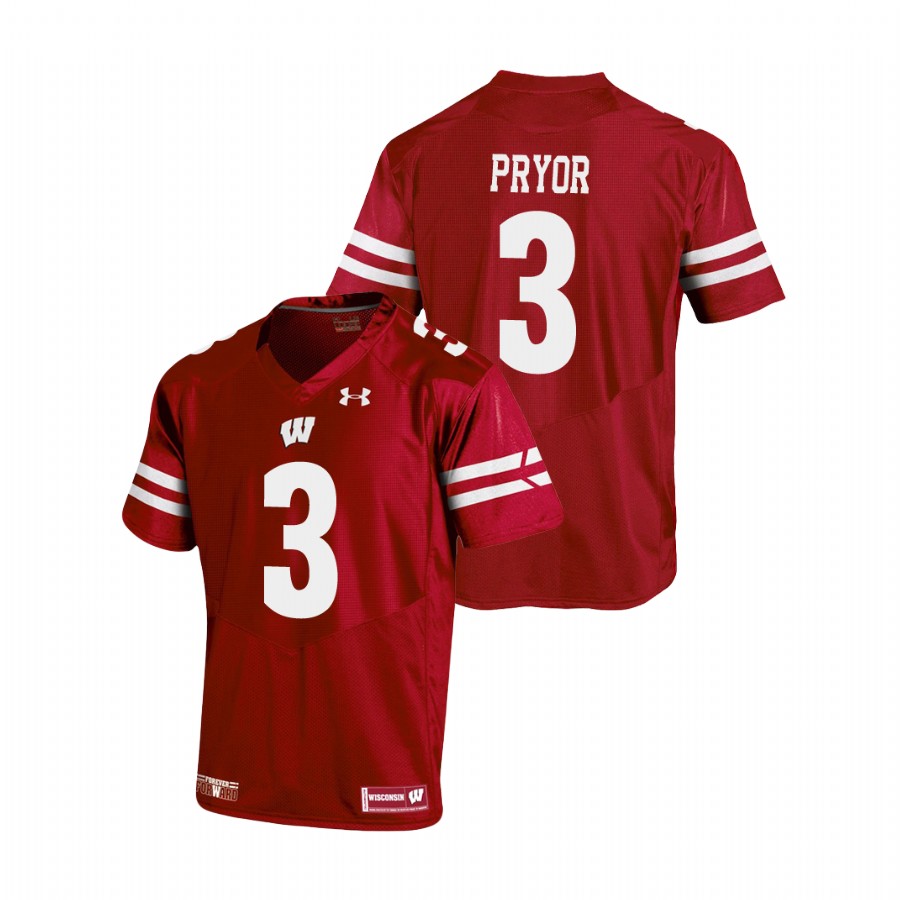 men's wisconsin badgers kendric pryor red replica football jersey
