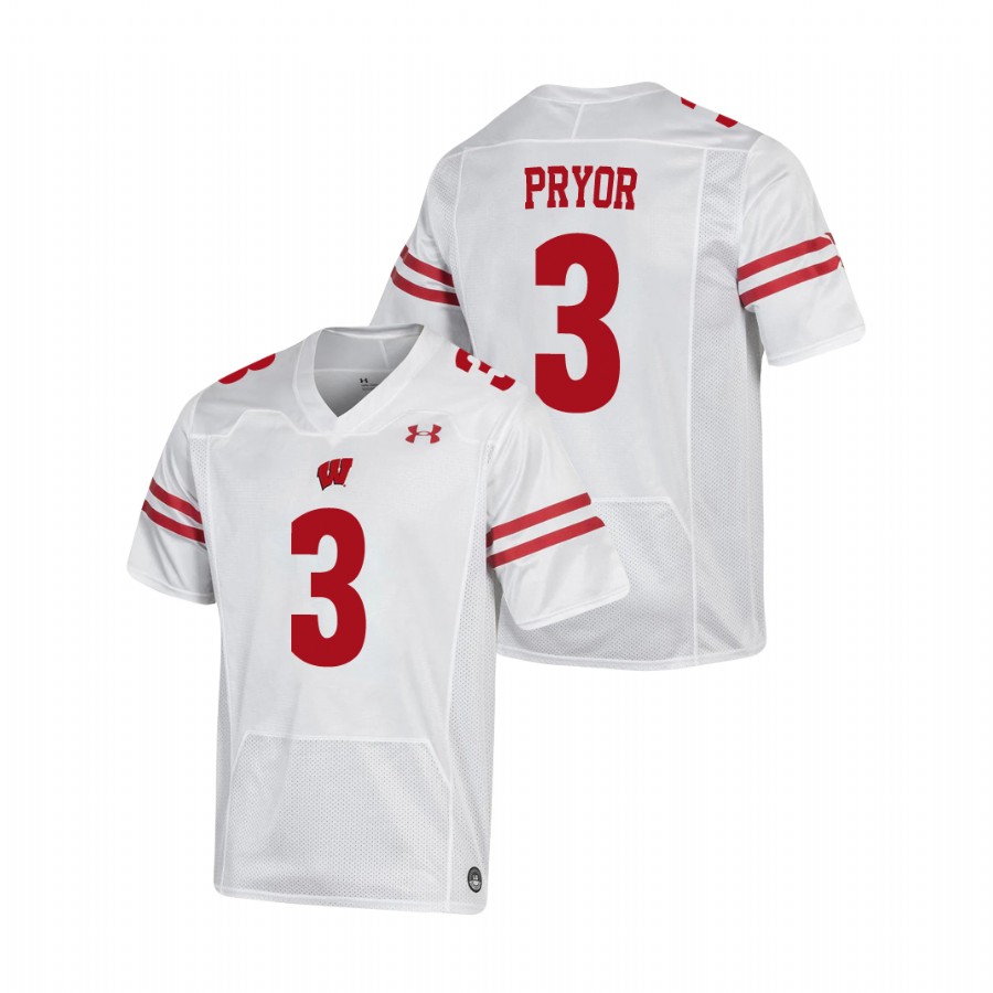 men's wisconsin badgers kendric pryor white replica football jersey